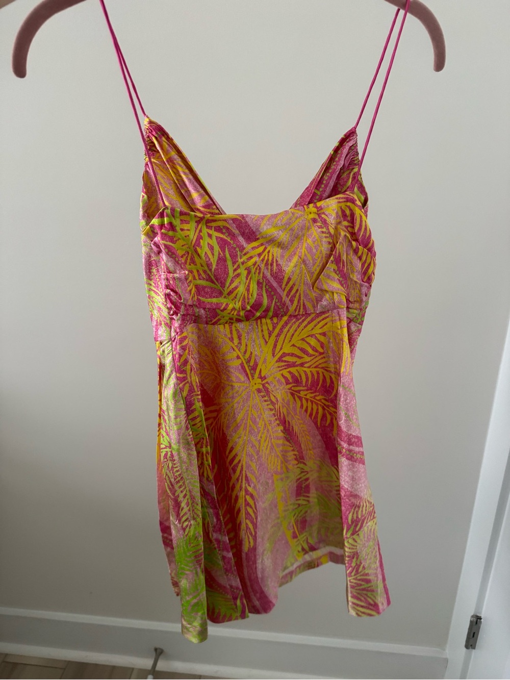 Retrofete Pink, Yellow & Green Tropical Cowl Mini Dress - Picture 5 of 5